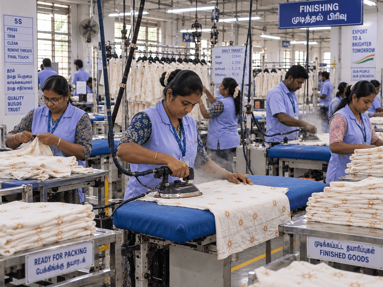 Packaged garments ready for export